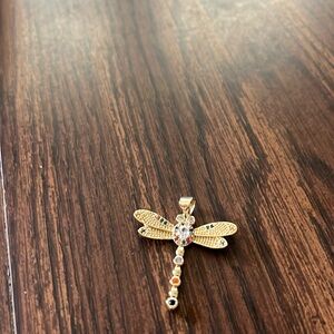 Gold plate dragonfly pendant brand new